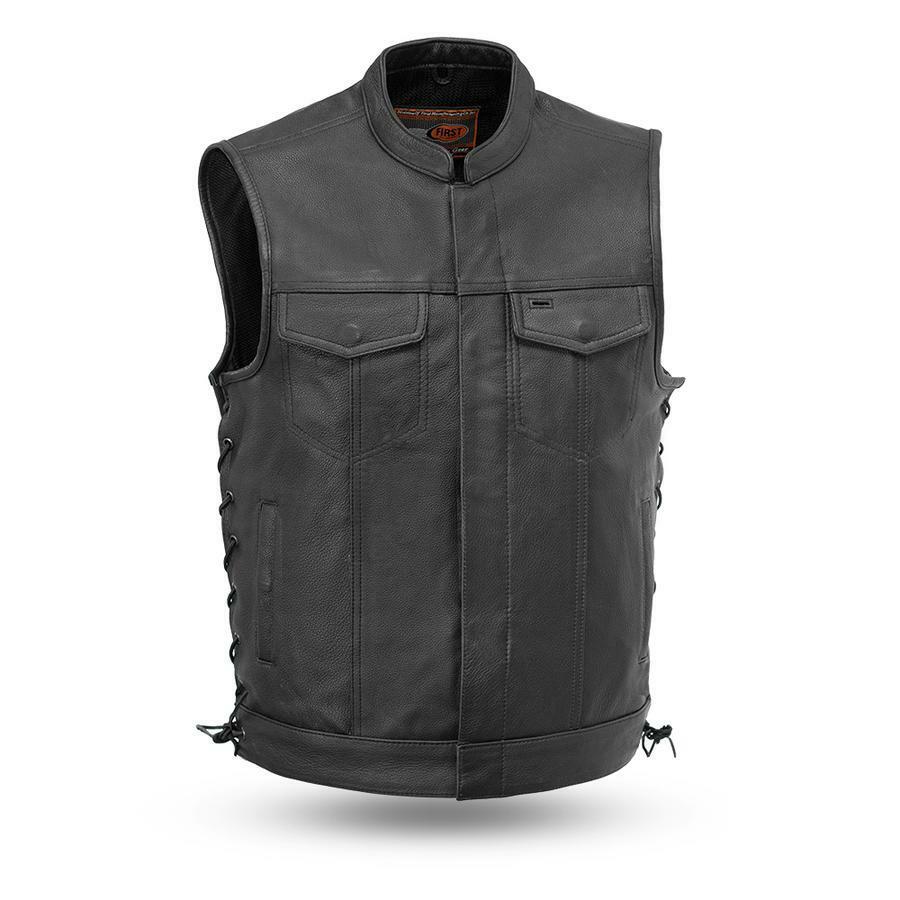 First Mfg Sniper Club Style Cowhide Motorcycle Vest