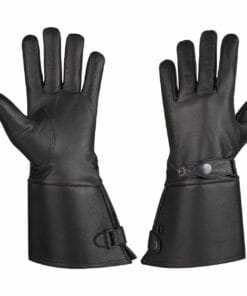 Men's Thermal Lined Leather Gauntlet Gloves w Snap Wrist & Cuff Biker Gloves