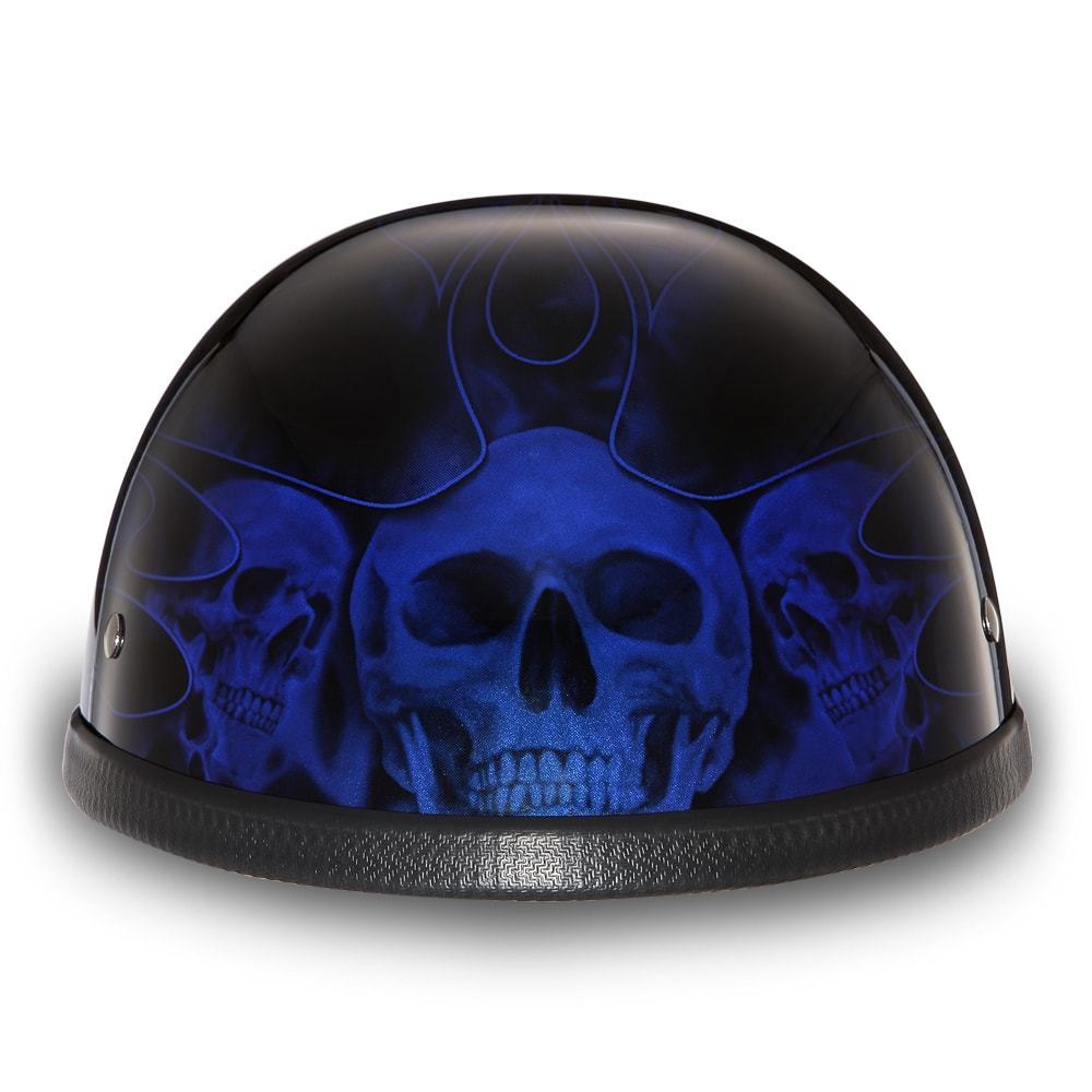 Daytona Skull Cap EAGLE-W/ FLAMES BLUE Chopper Bike Motorcycle Helmet 6002SFB | Motorcycle