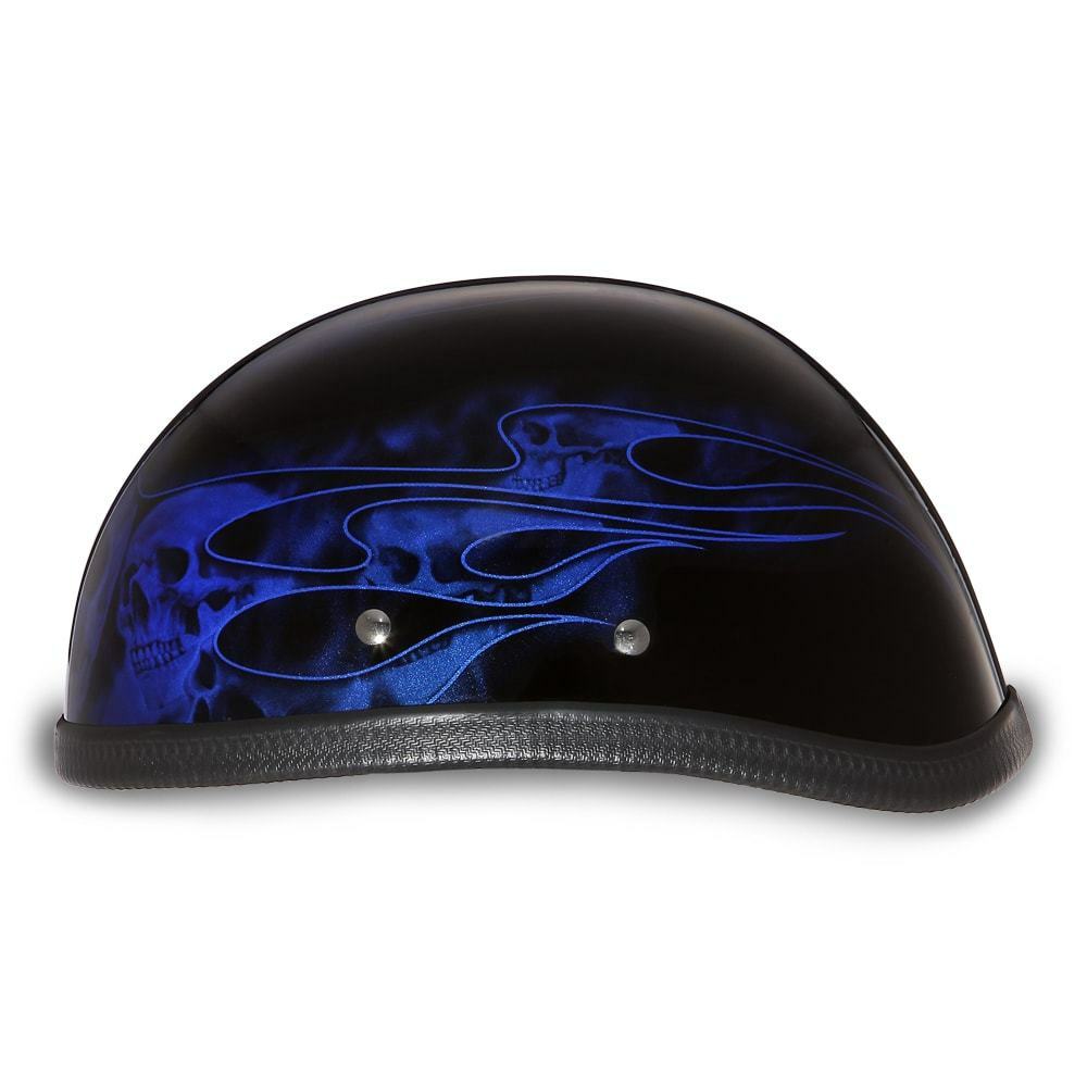 Daytona Skull Cap EAGLE-W/ FLAMES BLUE Chopper Bike Motorcycle Helmet 6002SFB | Motorcycle