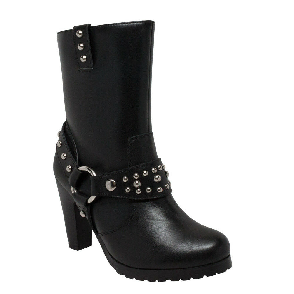 womens heeled motorcycle boots