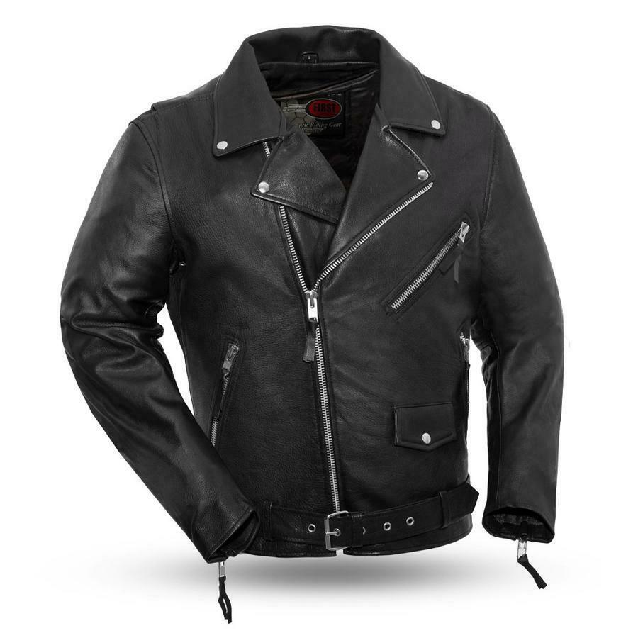 First Mfg Fillmore Leather Armor Pockets Motorcycle Jacket