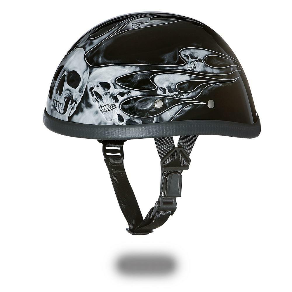 Daytona Helmets Skull Cap EAGLE-W/ FLAMES SILVER Bike Motorcycle Helmet