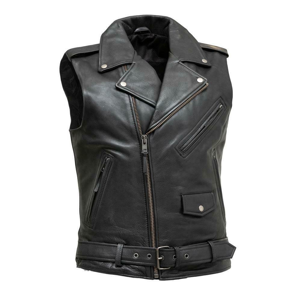 First MFG Rockin CE-2 Rated Armor Leather Motorcycle Vest