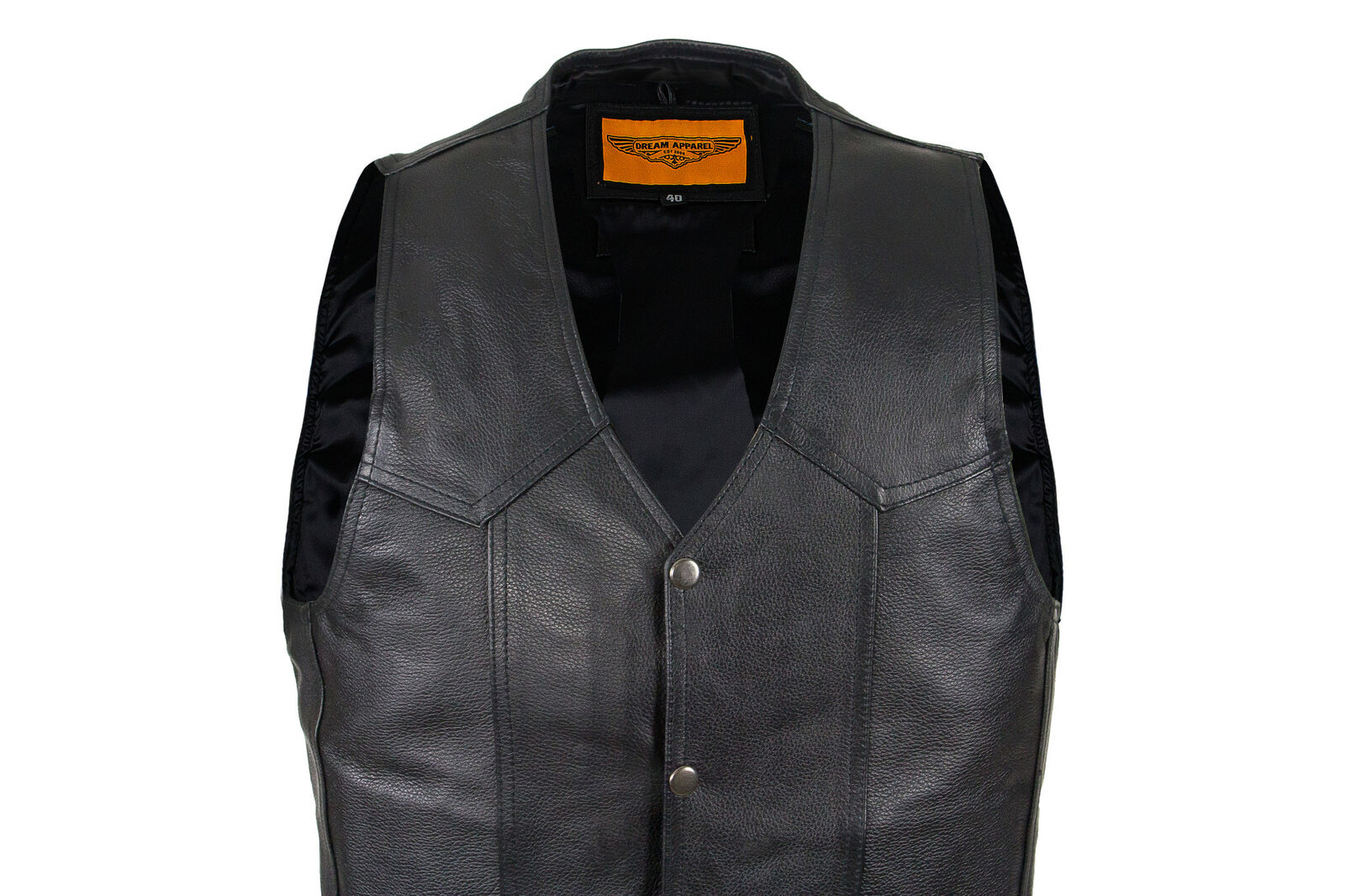 Men's Plain Cowhide Vest Motorcycle Apparel Leather Vest Gun Pockets